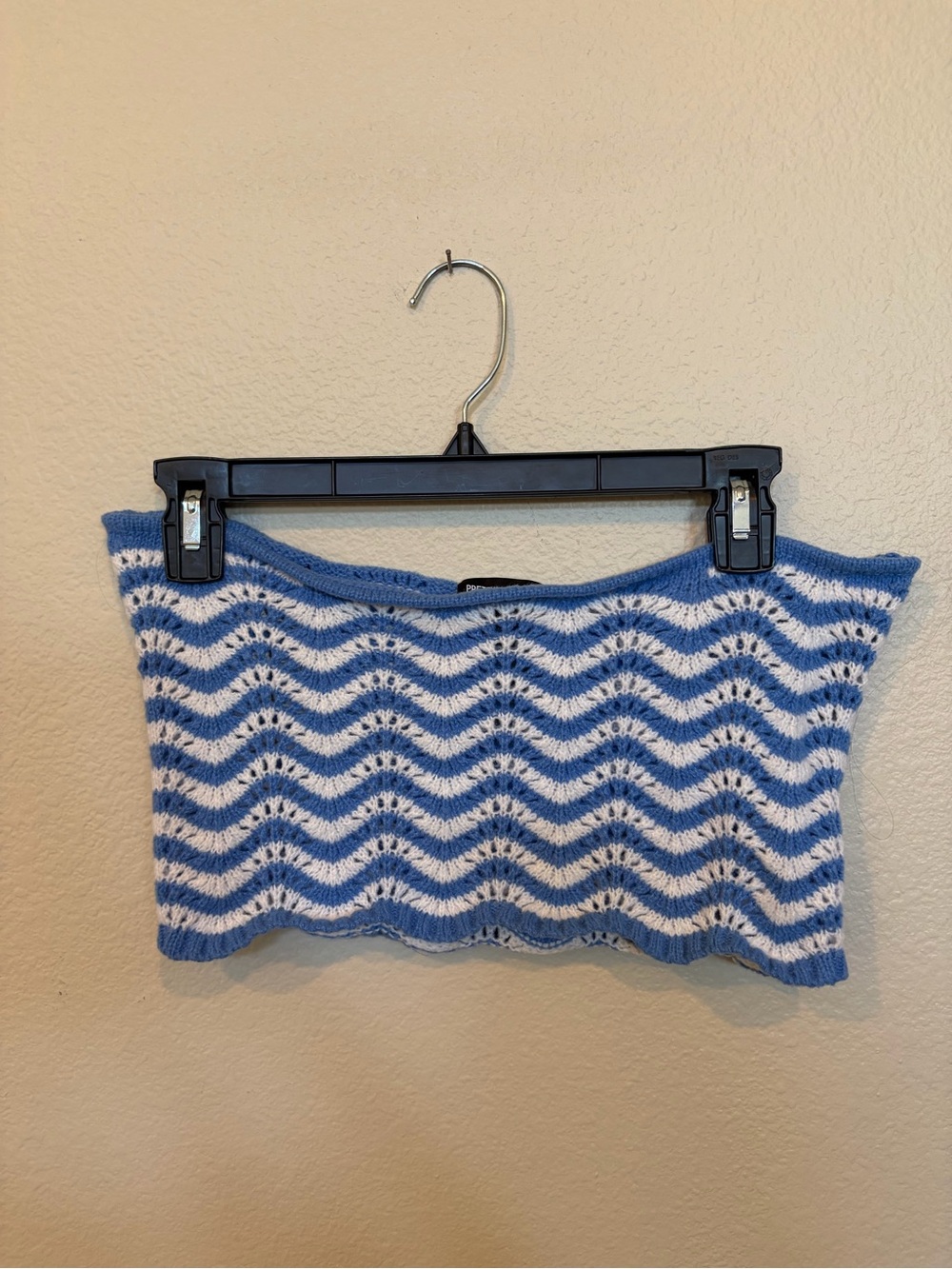 Blue & White Chevron Strapless Two-Piece Maxi Set - Picture 5 of 7